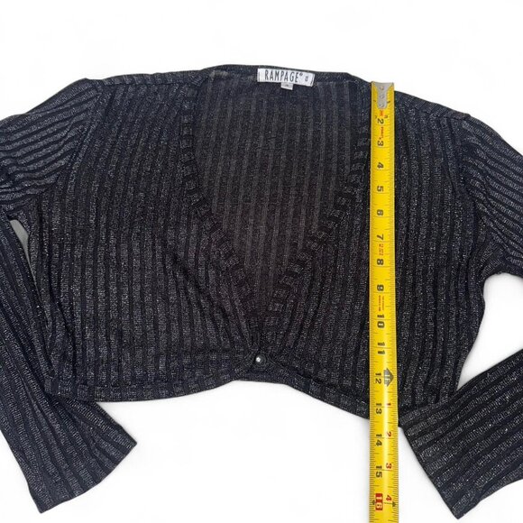 Vintage rampage black sparkly long sleeve bolero top with button detail - Picture 4 of 8